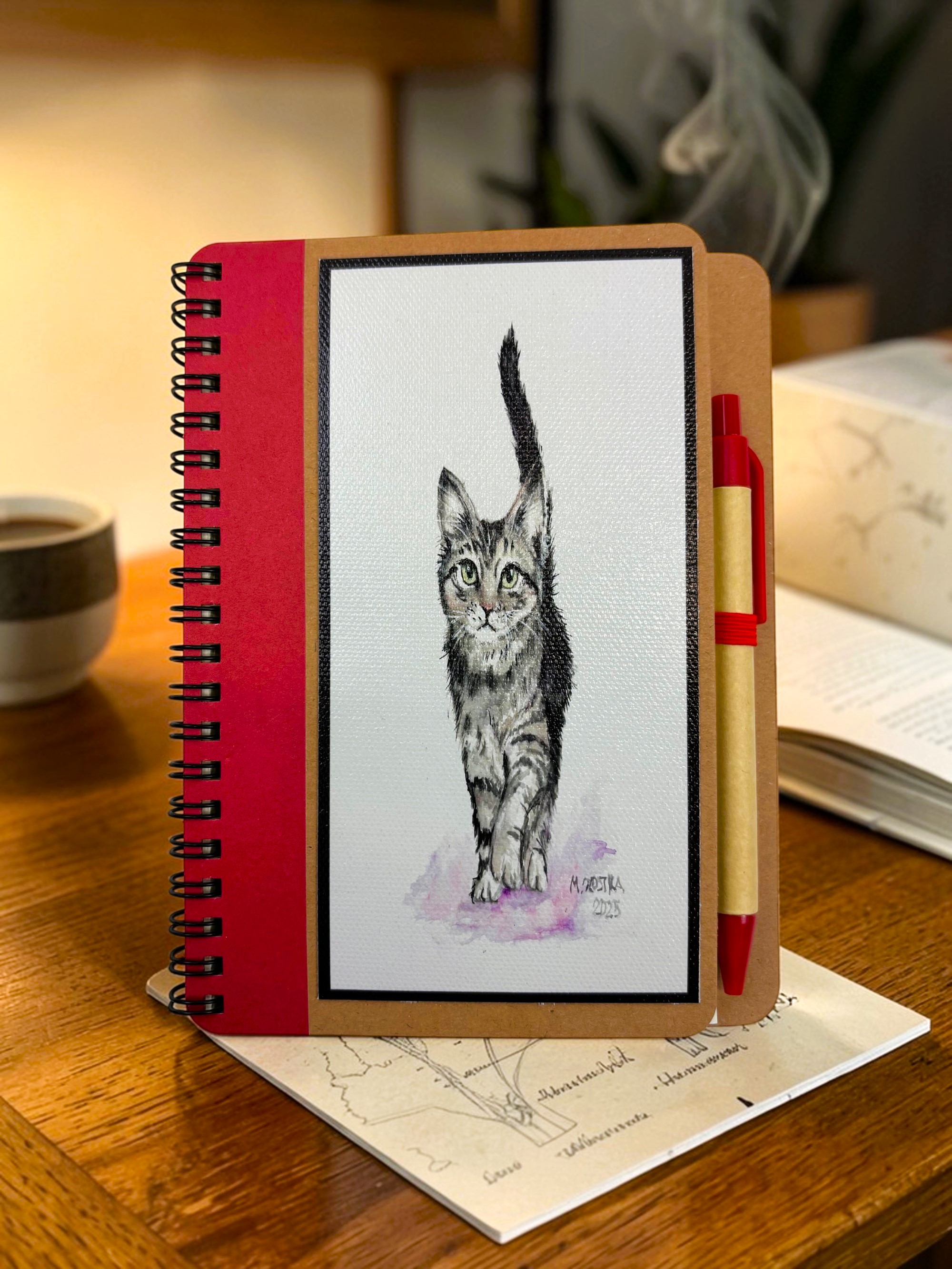 Block Notes Con Penna Gatto Grigio