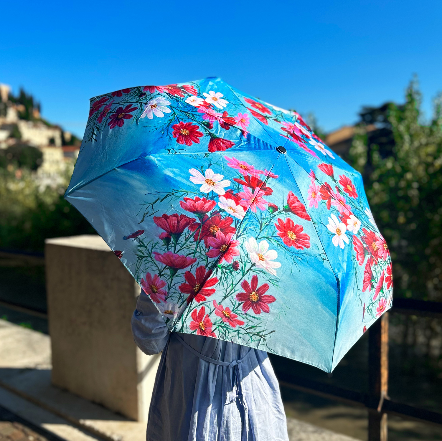 Ombrello pieghevole Margherite Rosa