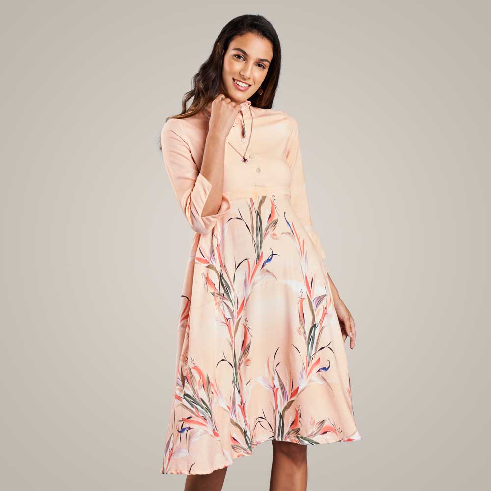 Vestito Lungo Fiori Di Pesco