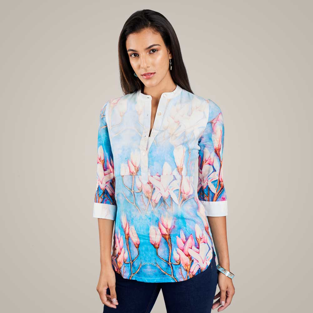 Camicia Donna Manica Corta Boccioli