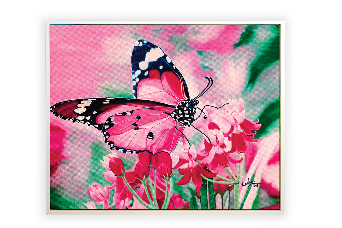 Quadro Farfalla rosa