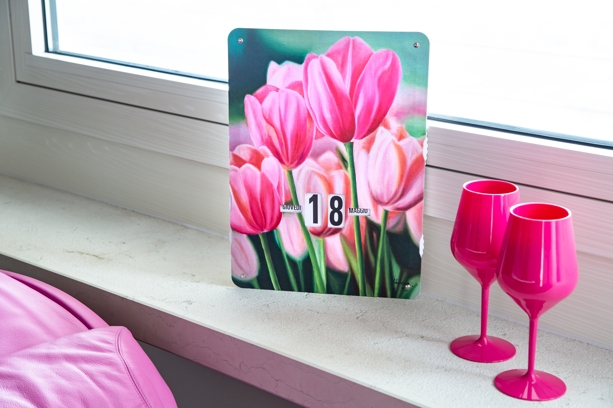 Calendario perpetuo Tulipani rosa