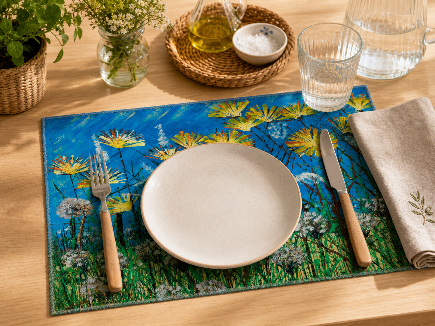 Tovaglietta Prato con fiori gialli e soffioni